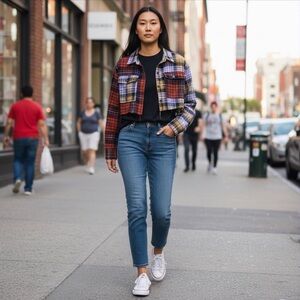 Circus by Sam Edelman Plaid Crop Top Flannel